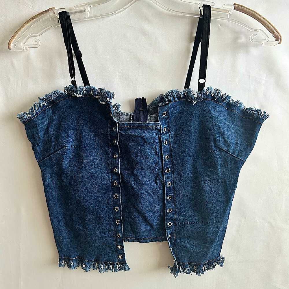 Jean Corset Style Tank Top w/ Adjustable Straps